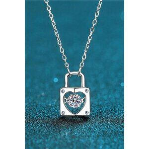 Adored Moissanite Lock Pendant Necklace